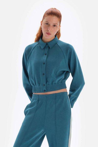 Dagi Petrol Women's Jacket Buttoned Cupro