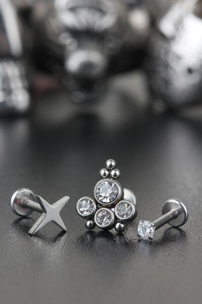 Valhalla 316l Cerrahi Çelik Kıkırdak Tragus Helix Zirkon Taş Labret 3'lü Set ...