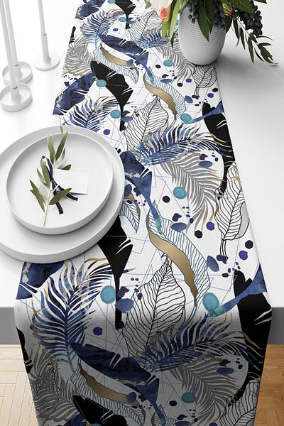 Pilloveland Runner Nite Tesut piele intoarsa cu model 140*40 Cm