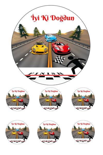 Pasta9 Yenilebilir Pasta Resmi Araba Yarışı Pirinç Kağıdından 6-8-10 Kişilik ...