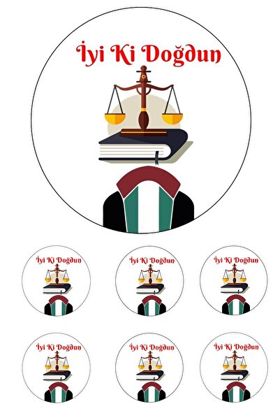 Pasta9 Yenilebilir Pasta Resmi Avukat Model 6-8-10 Kişilik Pastaya Uygun 16 Cm