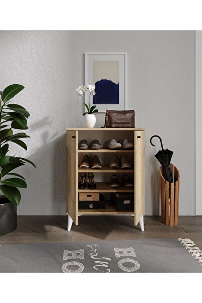 SEVENPAL MOBİLYA Mario 2 Kapaklı 4 Katlı Ayakkabılık/küçük Saklama Dolabı