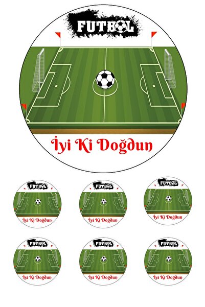 Pasta9 Yenilebilir Pasta Resmi Futbol Modeli 6-8-10 Kişilik Pastaya Uygun 16 Cm