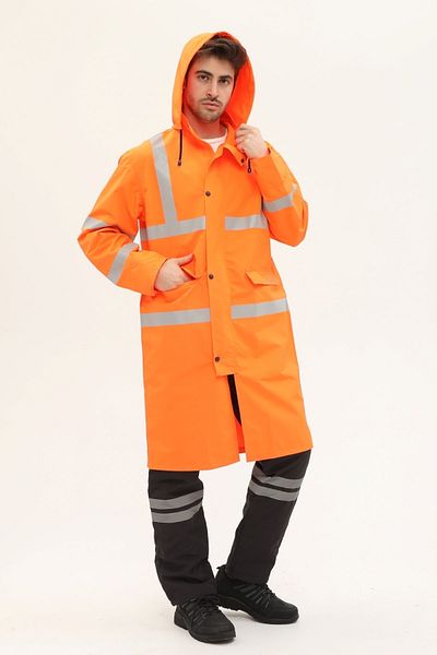 Uniprom Raincoat Reflective High Visible Neon Orange