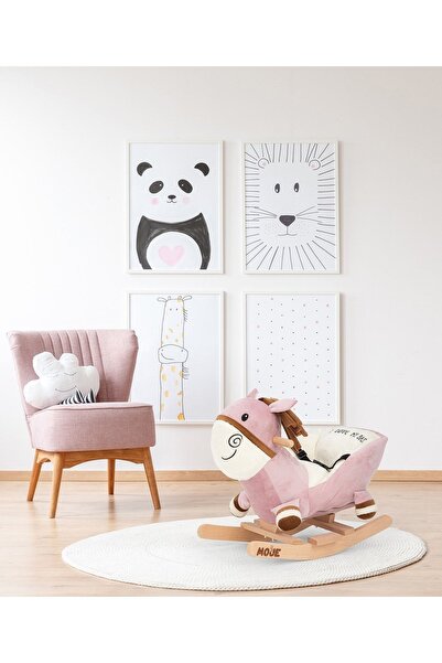 Moje Enjoy Ahşap Ayaklı Peluş Sallanan Eşek Oyuncak