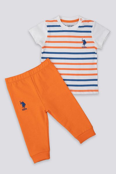 U.S. Polo Assn. U.S. Polo Assn Fun Orange Baby T-shirt Set