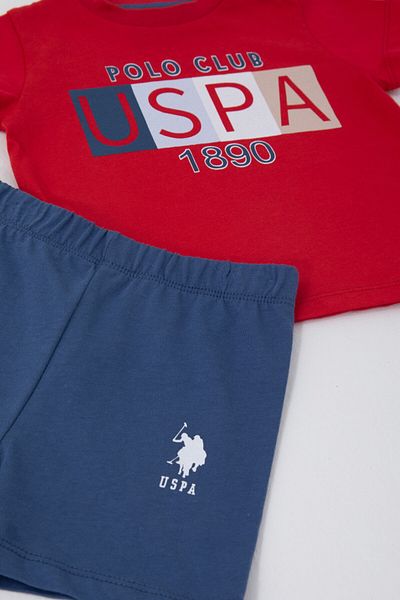 U.S. Polo Assn. قاعدة. طقم تيشيرت أطفال أحمر ناعم الملمس من Polo Assn