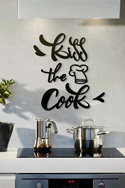 Genel Markalar Kiss The Cook Aşçı Mutfak Ahşap Duvar Dekor Tablo Hediyelik Eş...