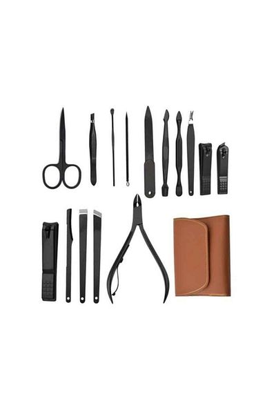 BOL ÇEŞİT BURADA 16 Piece Stainless Steel Manicure Pedicure Set with Bag 177b