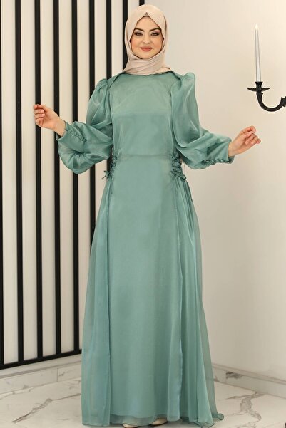 Fashion Showcase فستان سهرة برباط جانبي من Nil نعناعي - تصميم - Fsc3008