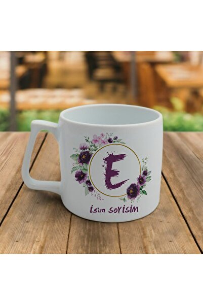 YG REKLAM Kişiye Özel E Harfli Isimli Küçük Boy Nescafe Fincanı Kupa