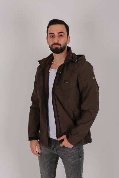 SİBER OUTDOOR Erkek Kahverengi Southern Kapüşonlu Softshell Ceket