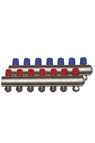 Baypa Vana Baypa 1'' Kendinden Vanalı 7'li Kollektör Çift Mavi-kırmızı