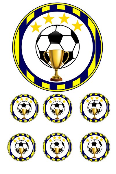 Pasta9 Yenilebilir Pasta Resmi Futbol Modeli 6-8-10 Kişilik Pastaya Uygun 16 Cm