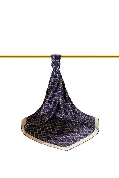 Bursa İpek Μεταξωτό μαντίλι Navy Blue Monogram