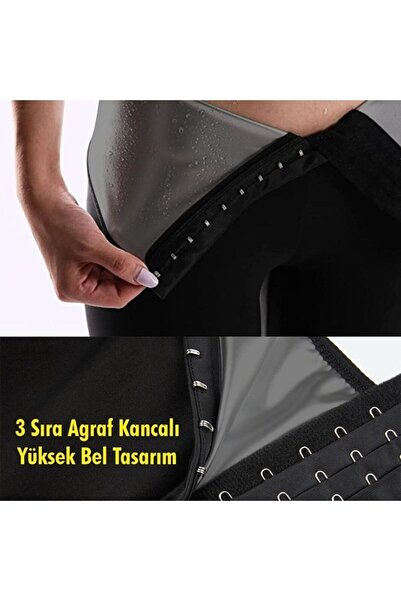 Sh Mağazacılık Termal Agraflı Kopçalı Vücut Şekillendirici Toparlayıcı Ekstra Terleten Termal Tayt