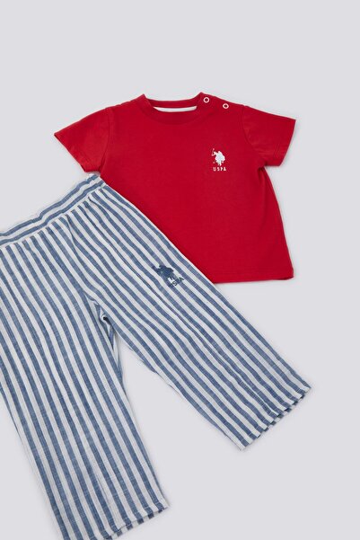U.S. Polo Assn. U.s. Polo Assn Delicate Light Texture Kırmızı Bebek Tshirt Takım