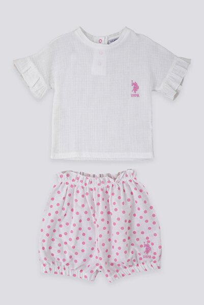 U.S. Polo Assn. Alive Pattern Krem Bebek Tshirt Takım