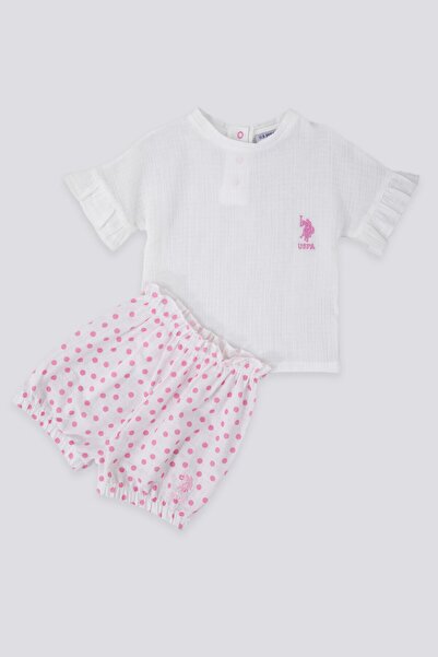 U.S. Polo Assn. Alive Pattern Krem Bebek Tshirt Takım