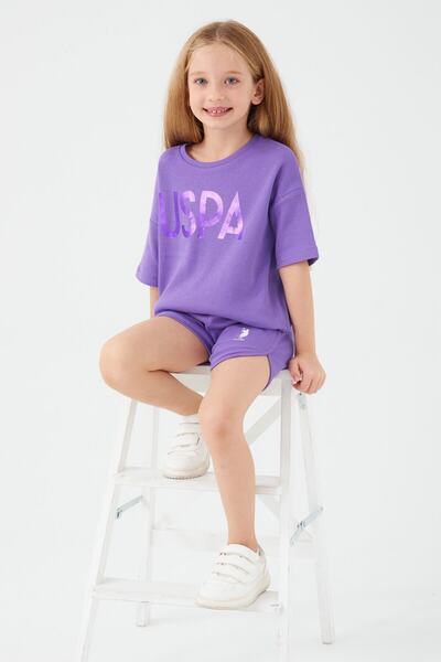 U.S. Polo Assn. U.S. Polo Assn set slatkih roze i ljubičastih šortsa za devoj...