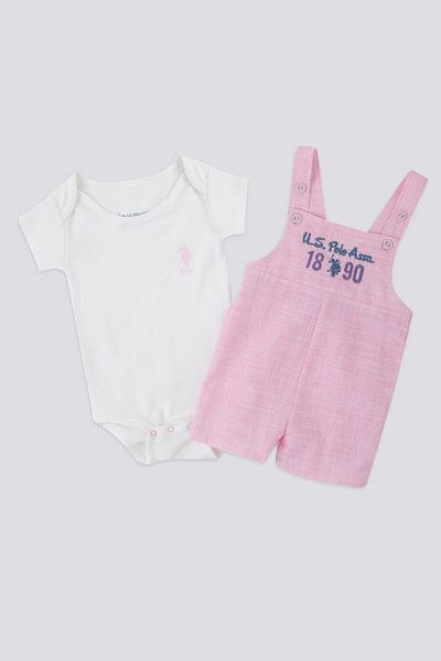 U.S. Polo Assn. Base. Polo Assn Delicate Candy Pink Baby Tshirt Underwear Set