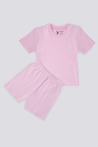 U.S. Polo Assn. Base. Polo Assn Candy Pink Light Pink Baby Tshirt Set
