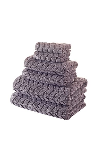 Bagno Milano 6-Piece Towel Set - 100% Organic Cotton - Italian Design Gray Towel Set - Dowry Towel Set
