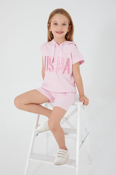 U.S. Polo Assn. Base. Polo Assn The Hat Is Detailed Powder Pink Girls' Shorts...