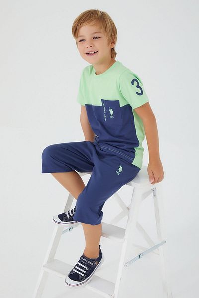U.S. Polo Assn. Costum Pure Crem Verde Deschis pentru Baiat Capri