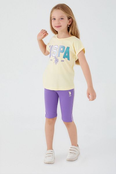 U.S. Polo Assn. Base. Polo Assn Shapeless Writing Light Yellow Girls Bermuda Suit