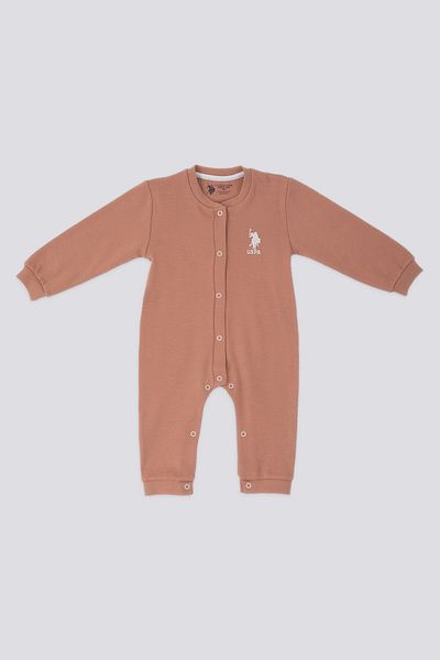 U.S. Polo Assn. Base Polo Assn The Delicacy Of Coffee Brown Baby Jumpsuit