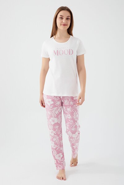 Arnetta Lovely Mood Krem Kadın Kısa Kol Pijama Takım