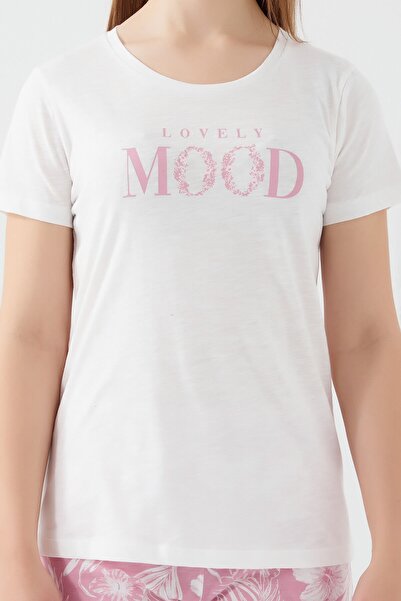 Arnetta Lovely Mood Krem Kadın Kısa Kol Pijama Takım