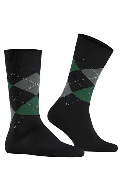 Burlington Herren Socken – König, Baumwolle, Rautenmuster, Logo-Emblem
