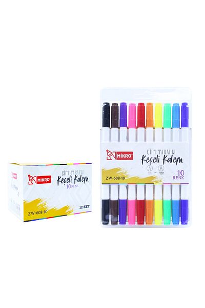 Mikro Felt Pen Double Sided Zw-608-10 (Price for 10 Pieces of 1)