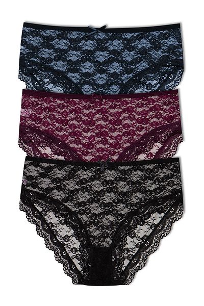 HNX 3-Piece Lace High Waist Plus Size Women's Panties