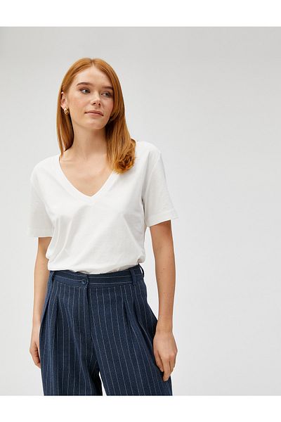 Koton T-Shirt - Weiß - Regular Fit