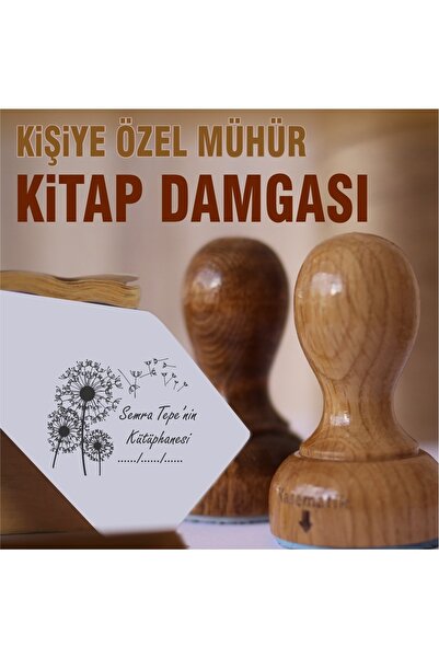 kaşematik K 51 Karahindiba Kişiye Özel Ahşap Kitap Mührü Ex Libris Kitap Damgası
