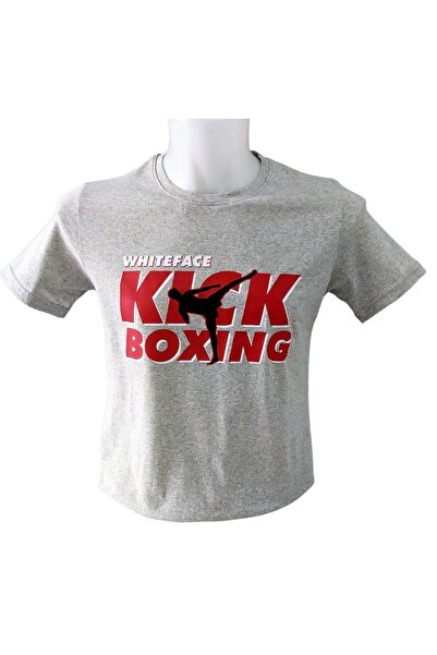 whiteface Kick Boks Özel Tasarım Baskılı Tişört (gri)
