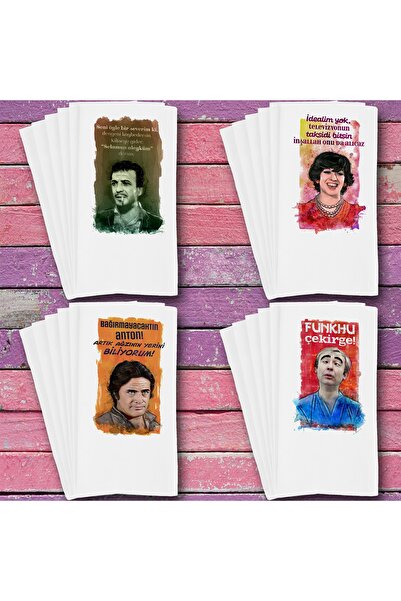 AYDESIGNS Yeşilçam Temalı Baskılı Sunum Peçetesi Karışık