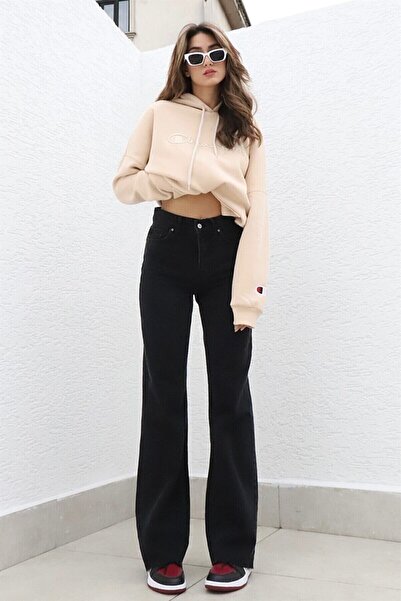 DRC trend Tokyo černé neblednoucí džínové džíny se širokými nohavicemi a vysokým pasem