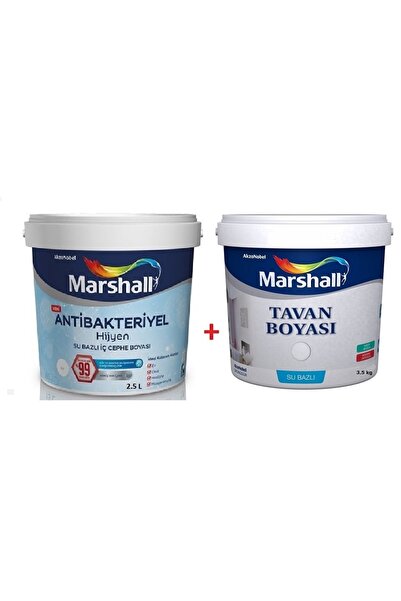 Marshall Antibakteriyel Hijyen Ipek Mat Iç Cephe Boyası 2.5 Lt Tavan Boyası 3.5 Kg