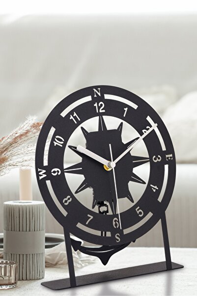 EMORES 22x27 Cm Metal Sarkaçlı Dekoratif Masa Üstü Saati