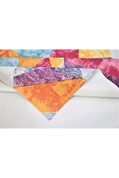 DedeEvTekstil Elyaf Astarlı Silinebilir Pvc Muşamba Masa Örtüsü 1182-1renkliüçgenler