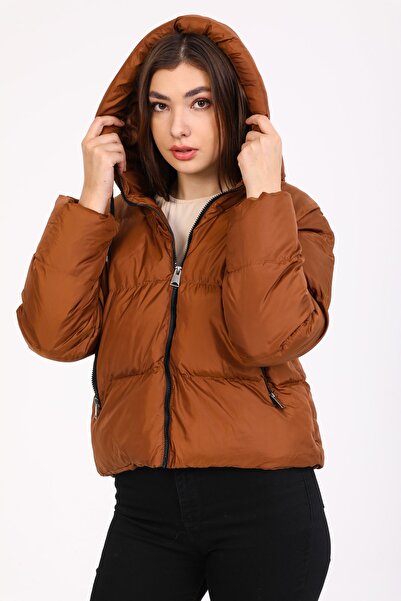 DYNAMO Dámská měděná bunda Puffer s kapucí