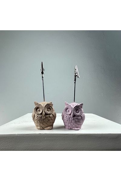 oasis decoration Owl Note Holder Set of 2 (pink - Paper Bag)
