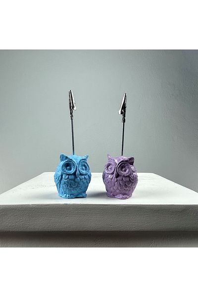 oasis decoration Owl Note Holder Set of 2 (lilac - Light Blue)