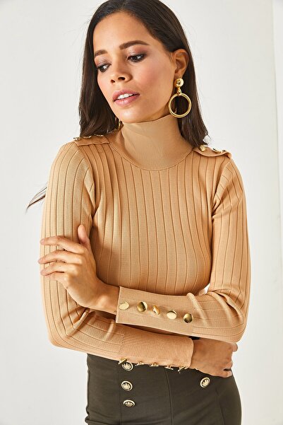 Olalook Bluză pentru tricotaje pescar cu snur pentru femei, cu spumă de miere, manșetă cu umeri BLZ-19002130