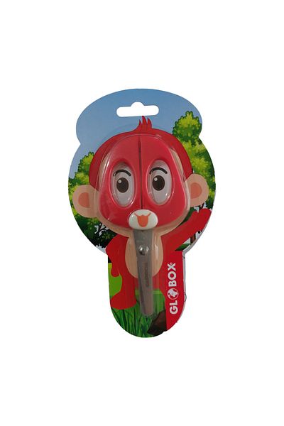 SEYFİKİRTASİYE Globox Figured Metal Scissors Red Blunt Tip Ergonomic Handle with Ruler