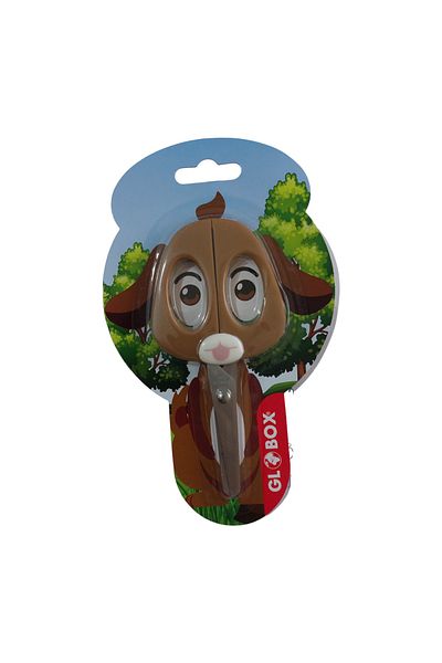 SEYFİKİRTASİYE Globox Figured Metal Scissors Brown Blunt Tip Ruled Ergonomic Handle